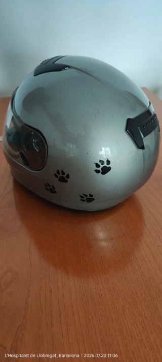 Casco de moto integral plateado Talla L