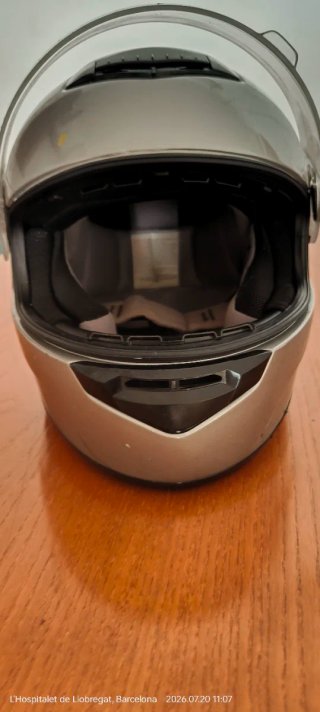Casco de moto integral plateado Talla L