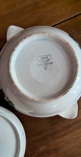 Sopera y 2 Platos Postre Digoin - Modelo Cibon