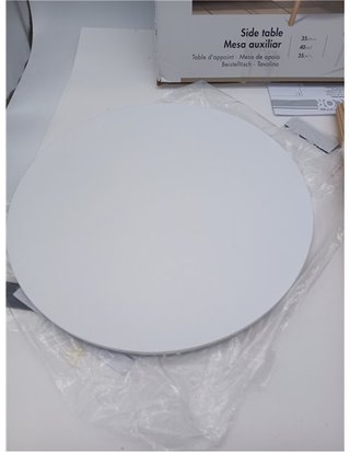 Tavolo ausiliario AKTIVE MAX Home rotondo 35x40 cm - Peso max 5 kg - Tavoli da salotto - Bianco - Gambe in legno effetto naturale - Design M