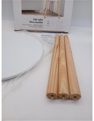 Tavolo ausiliario AKTIVE MAX Home rotondo 35x40 cm - Peso max 5 kg - Tavoli da salotto - Bianco - Gambe in legno effetto naturale - Design M