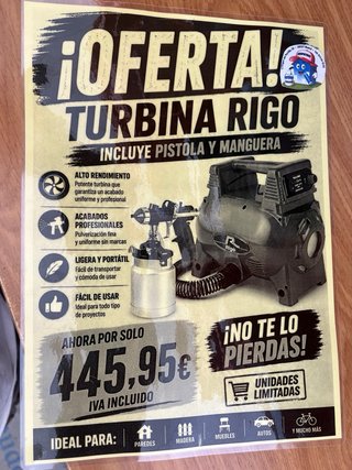 Turbina Rigo 800W Pistola+turbina+manguera