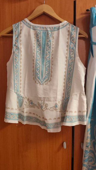 Conjunto Boho-Chic Azul y Blanco