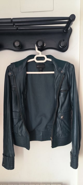 Chaqueta Cuero Mango Talla M Teal