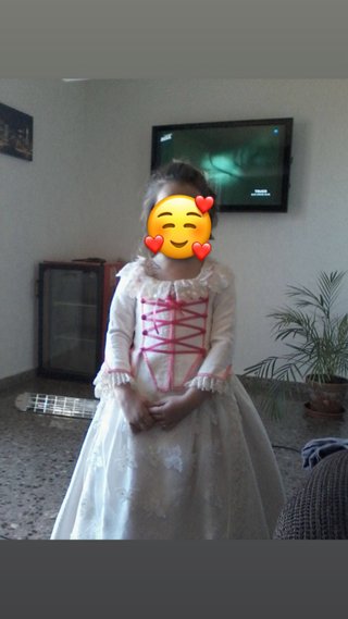 Traje de Fallera Niña Blanco y Rosa