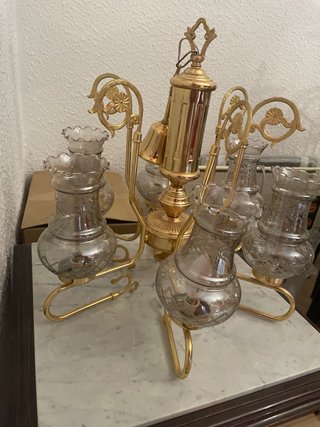 Lámpara de techo dorada con cristal