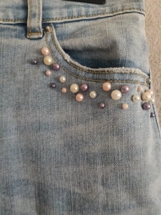 Falda vaquera perlas talla 38
