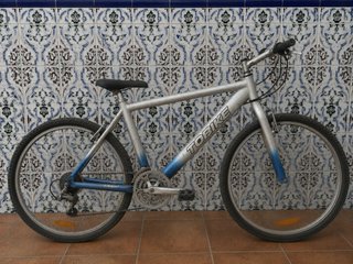 Bicicleta TOBIKE plateada y azul