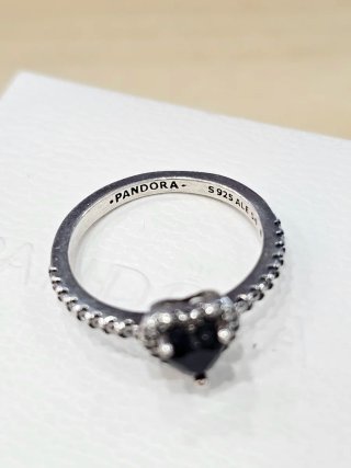 Anillo Pandora Corazón Negro Talla 54 + Caja