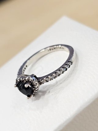 Anillo Pandora Corazón Negro Talla 54 + Caja