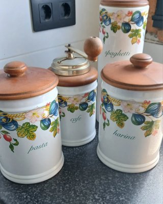 Set de botes cocina cerámica y madera