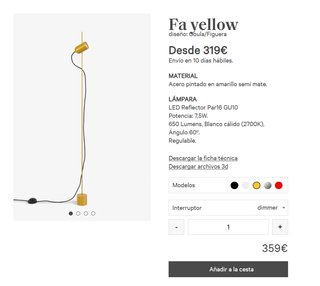 Lámpara de Pie Fá Yellow marca Gofi con Dimmer