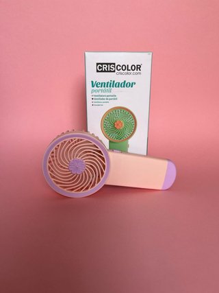 Bolso de rafia rosa + Ventilador de mano