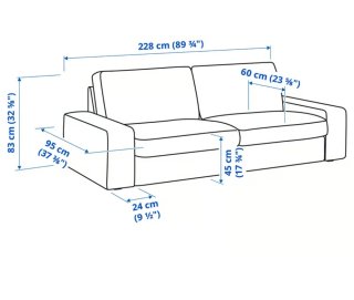 Divano modulare Ikea KIVIK blu con poggiapiedi e spazio per riporre