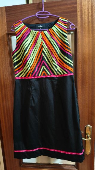 Vestido NIZA Talla M Negro Multicolor