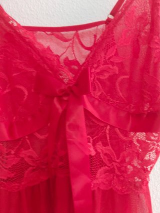 Picardía roja encaje lazo talla M