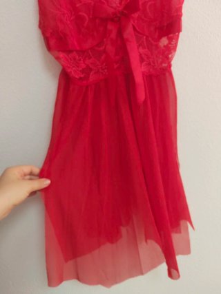 Picardía roja encaje lazo talla M