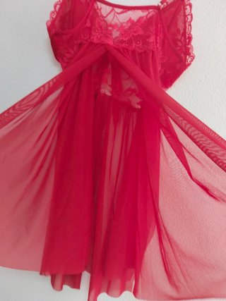 Picardía roja encaje lazo talla M