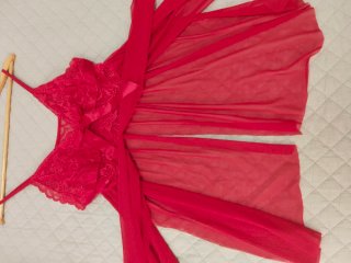 Picardía roja encaje lazo talla M