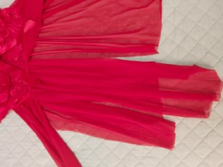 Picardía roja encaje lazo talla M