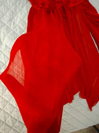 Picardía roja encaje lazo talla M