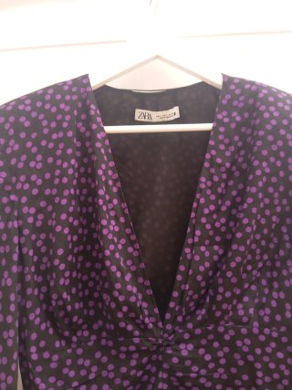 Vestido largo Zara estampado lunares morado