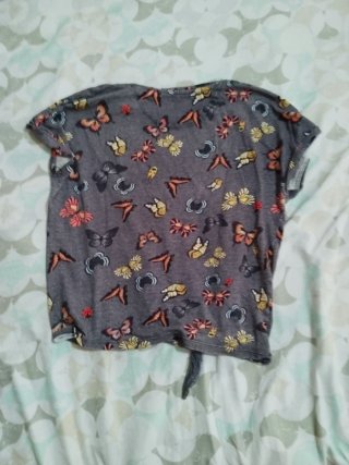 Camiseta niña mariposas gris