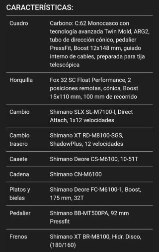 Bicicleta Cube Reaction C:62 Race MTB XXL