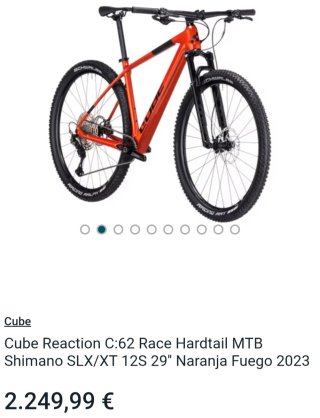 Bicicleta Cube Reaction C:62 Race MTB XXL