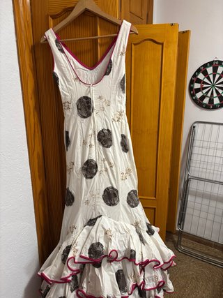 Vestido g. elegante la S, lunares de enjaje marron