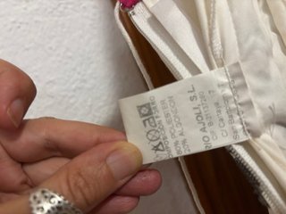 Vestido g. elegante la S, lunares de enjaje marron
