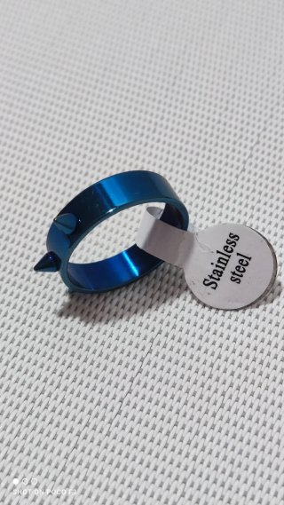 Anillo Acero Inoxidable Azul con Púas Talla 17