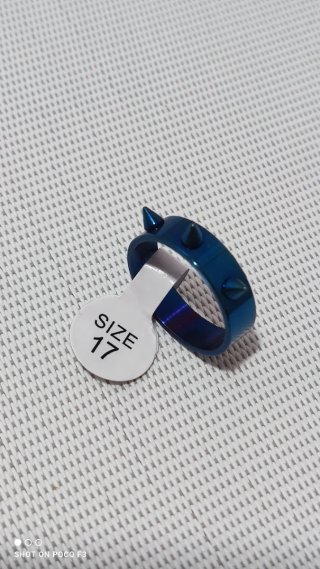 Anillo Acero Inoxidable Azul con Púas Talla 17