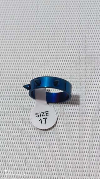 Anillo Acero Inoxidable Azul con Púas Talla 17