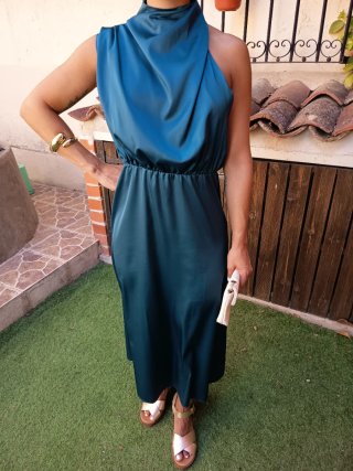 Vestido fiesta invitada largo azul