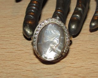 Anillo antiguo vintage camafeo nácar plata ag 800