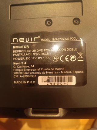 Reproductor DVD Doble Pantalla Nevir 9