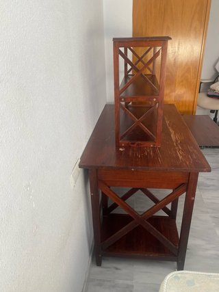 Conjunto escritorio y estantería madera