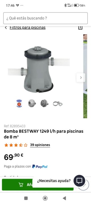 Bomba agua piscina Intex 10900 l