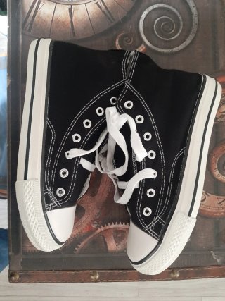 Zapatillas botín lona negras y blancas unisex