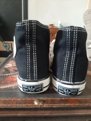 Zapatillas botín lona negras y blancas unisex
