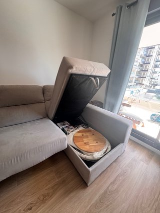 Sofá Chaise Longue Gris Tela