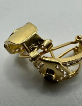 Pendientes Oro 18k Negro y Circonitas 4.92g