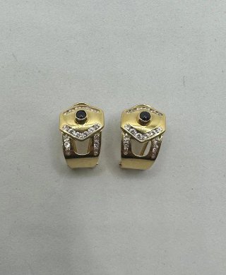 Pendientes Oro 18k Negro y Circonitas 4.92g