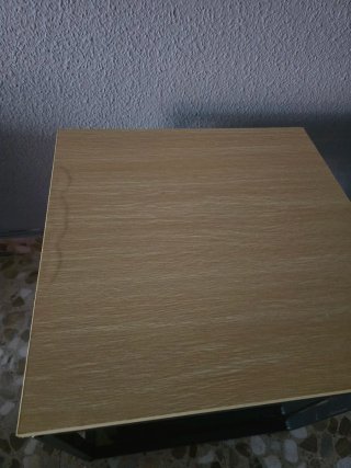 Juego 3 mesas apilables madera y metal