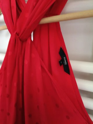 Vestido halter rojo lunares satén Talla M