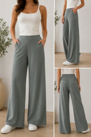 Pantalón palazzo Naf Naf verde talla 42