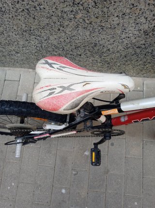 Bicicleta infantil roja y blanca