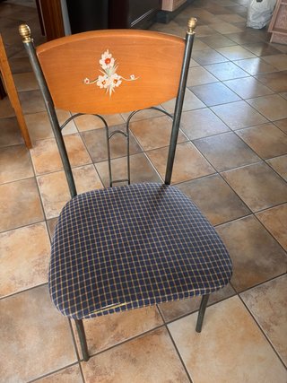 Conjunto 6 sillas madera y forja