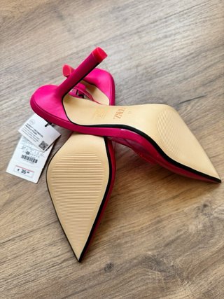 Zapatos Zara Tacon Transparente Rosa Naranja